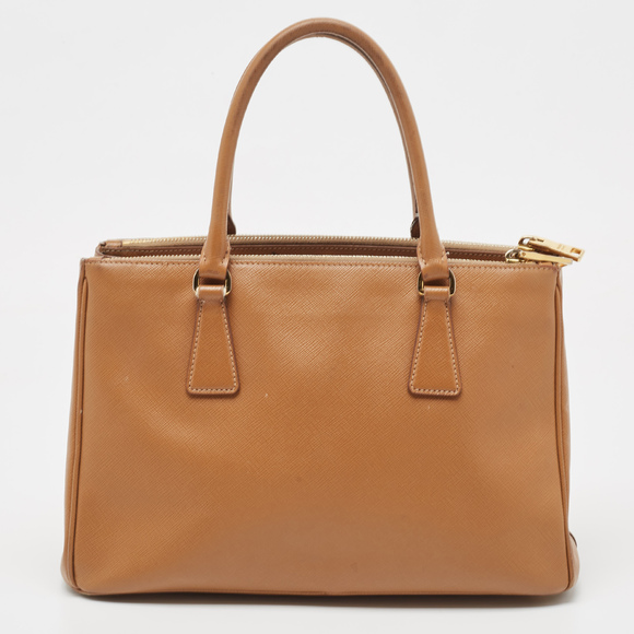 PRADA Brown Saffiano Lux Leather Small Double Zip Tote - Picture 4 of 8